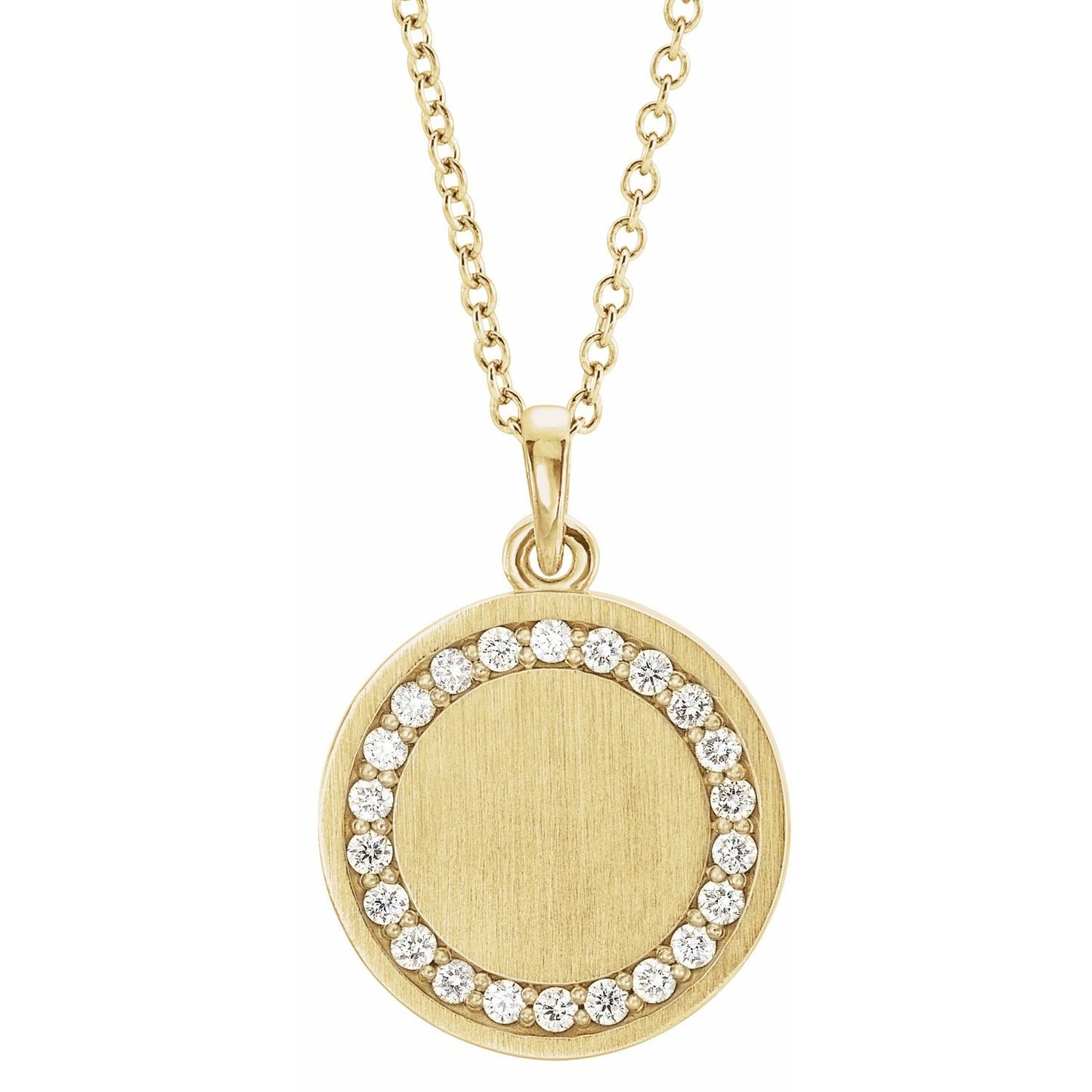 14K 0.20ctw Diamond Halo Disc Pendant Necklace