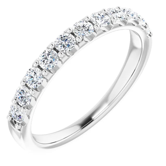 14K 2.4mm Diamond U Shared Prong Half Band