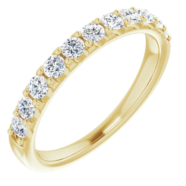 14K 2.4mm Diamond U Shared Prong Half Band