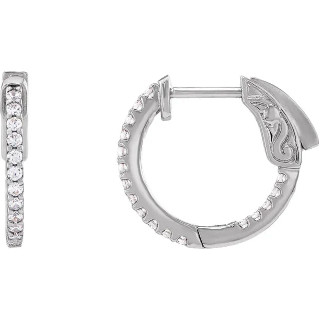 14K Diamond Inside-Outside Hoop Earrings