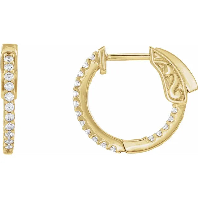 14K Diamond Inside-Outside Hoop Earrings