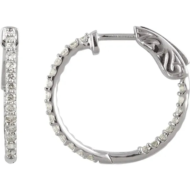 14K Diamond Inside-Outside Hoop Earrings