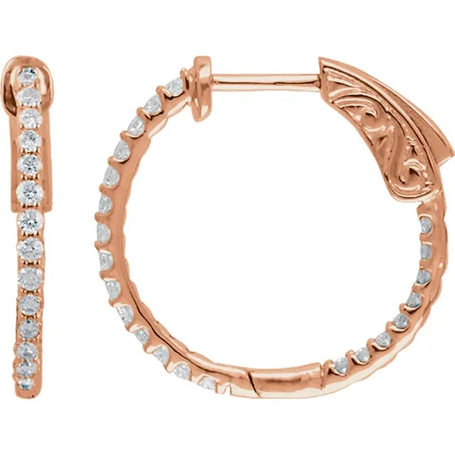 14K Diamond Inside-Outside Hoop Earrings