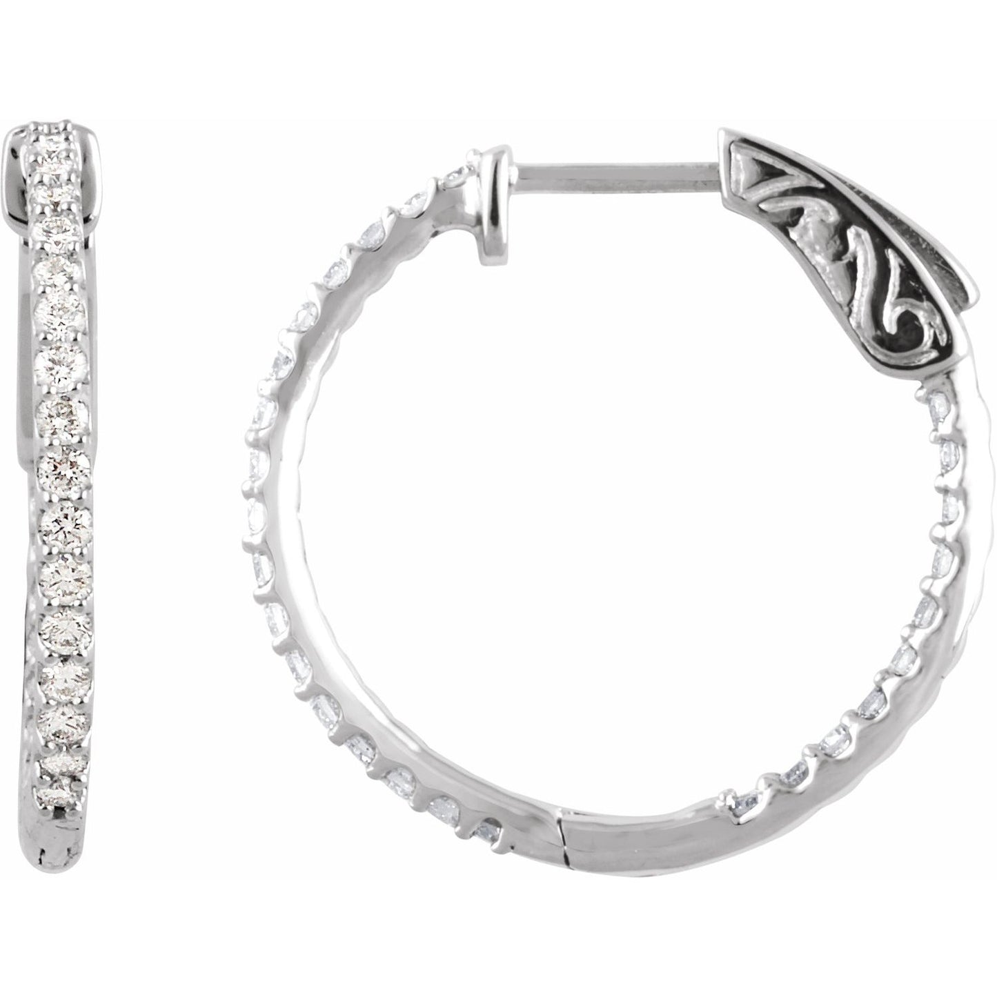 14K Diamond Inside-Outside Hoop Earrings