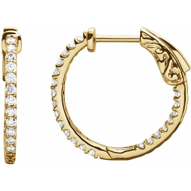 14K Diamond Inside-Outside Hoop Earrings