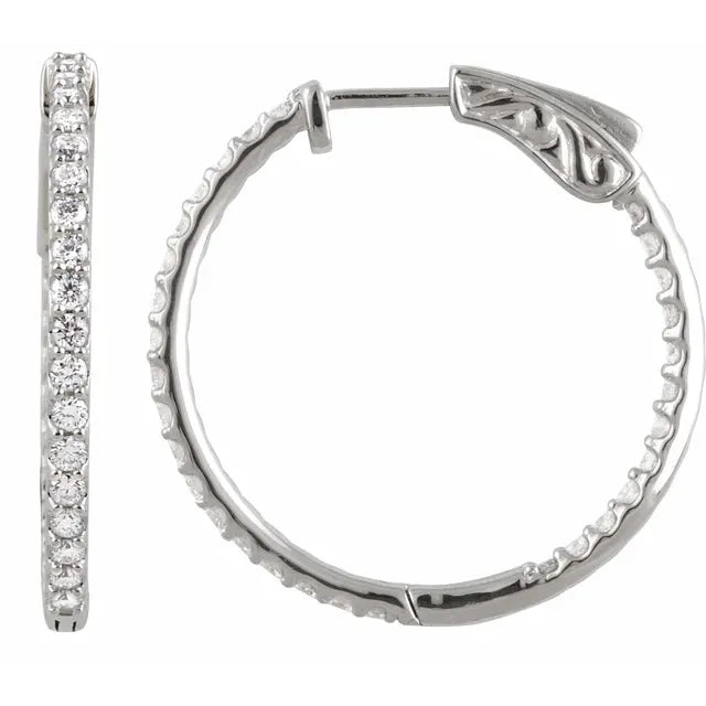 14K Diamond Inside-Outside Hoop Earrings