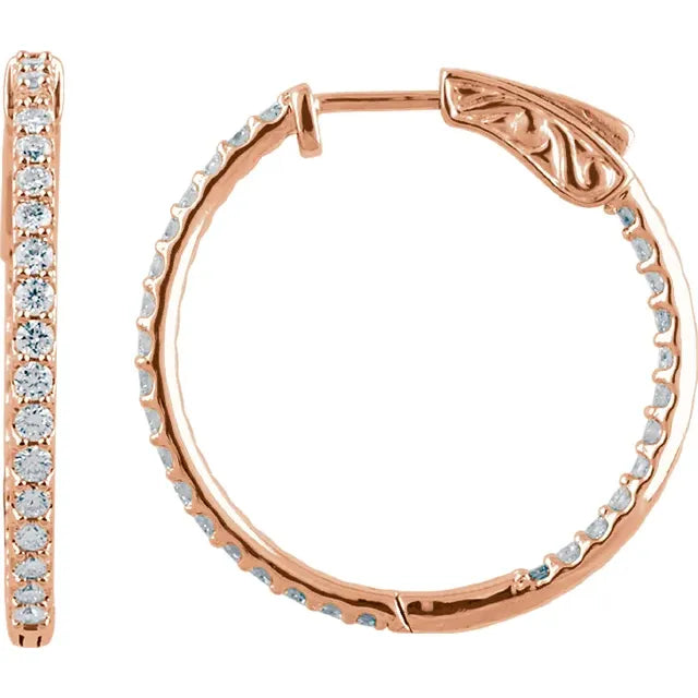 14K Diamond Inside-Outside Hoop Earrings