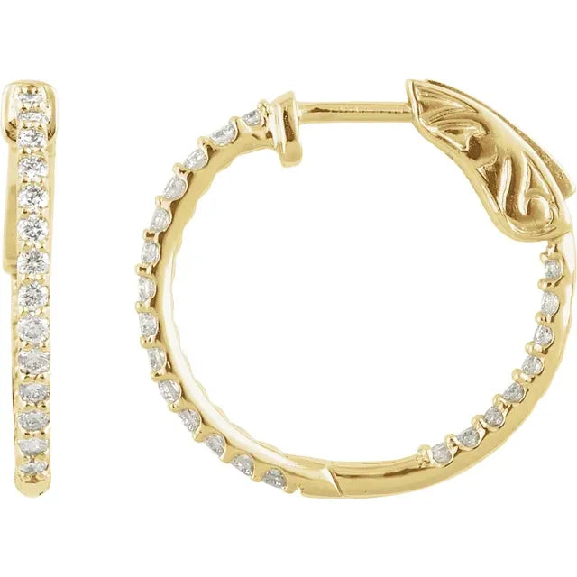 14K Diamond Inside-Outside Hoop Earrings