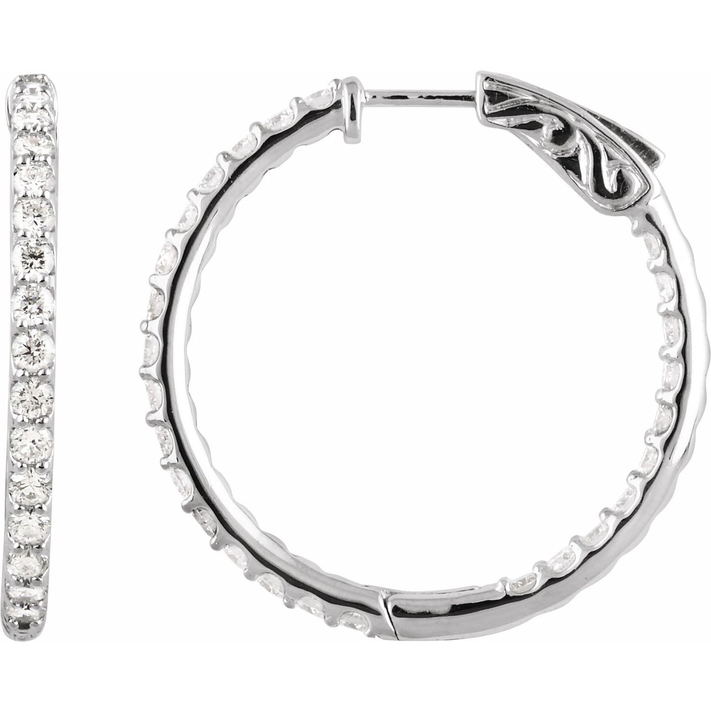 14K Diamond Inside-Outside Hoop Earrings