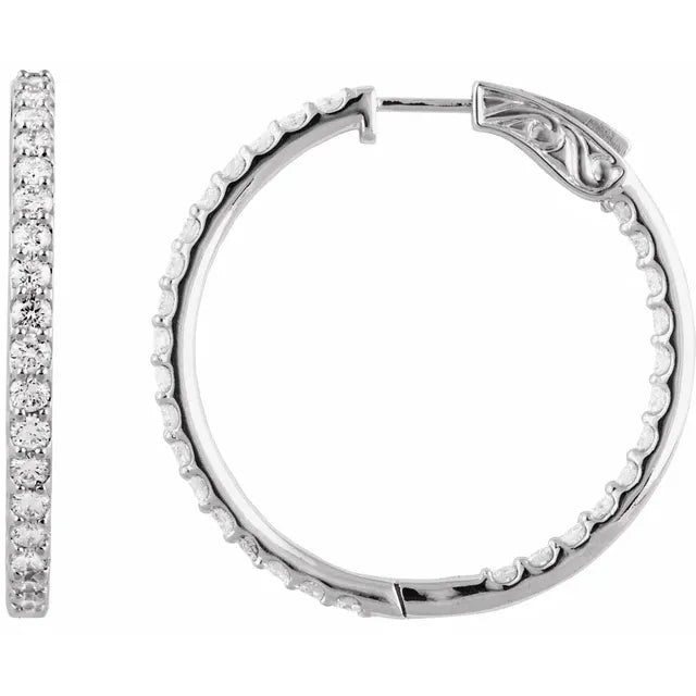 14K Diamond Inside-Outside Hoop Earrings