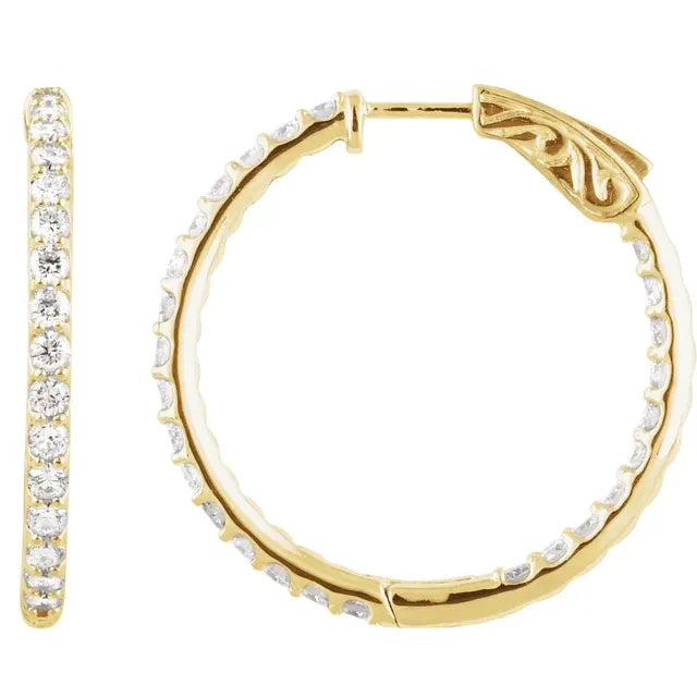 14K Diamond Inside-Outside Hoop Earrings