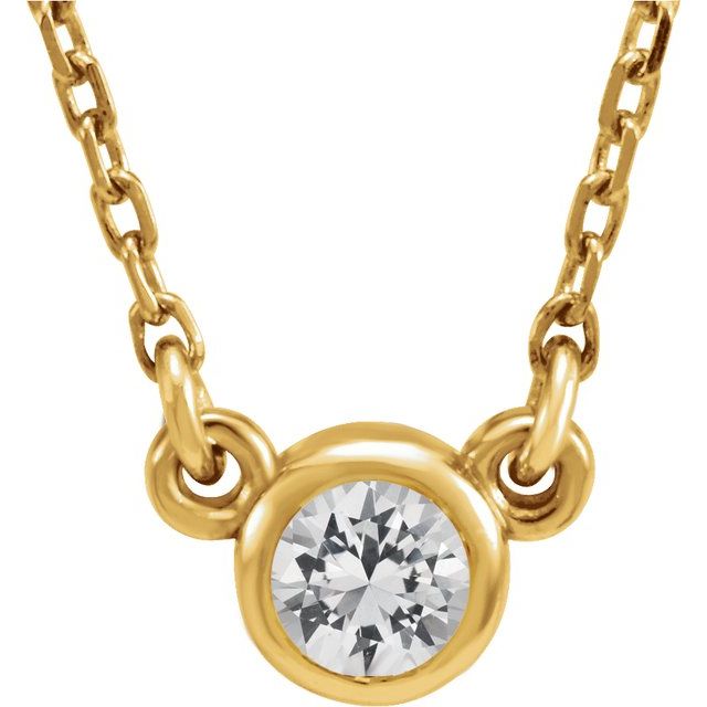 14K Diamond Bezel-Set Solitaire Necklace