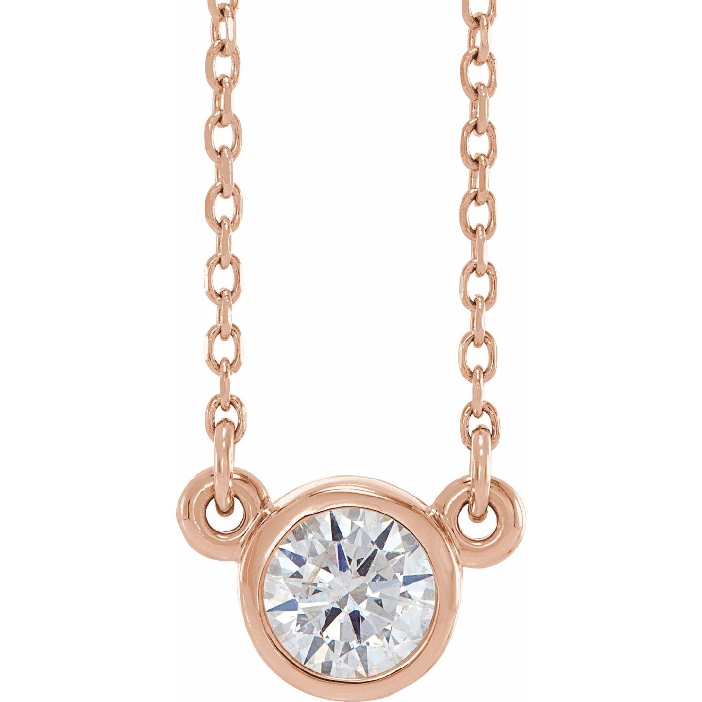 14K Diamond Bezel-Set Solitaire Necklace