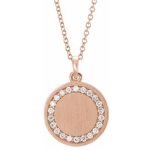 14K 0.20ctw Diamond Halo Disc Pendant Necklace