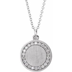 14K 0.20ctw Diamond Halo Disc Pendant Necklace