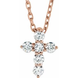 14K 0.15 CTW Diamond Mini Cross Pendant Necklace