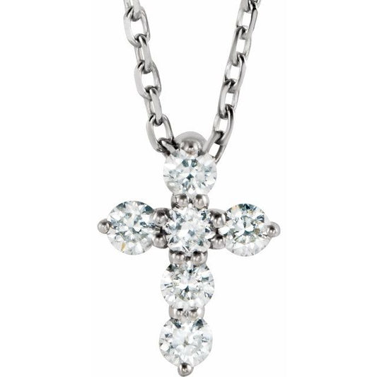 14K 0.15 CTW Diamond Mini Cross Pendant Necklace