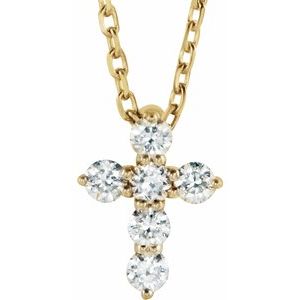 14K 0.15 CTW Diamond Mini Cross Pendant Necklace